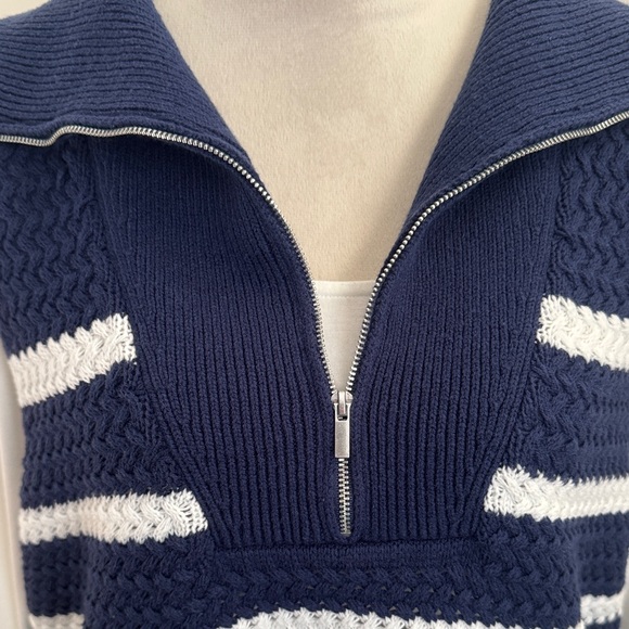 Sonoma Navy and White V-Neck Sweater Vest - Picture 3 of 6